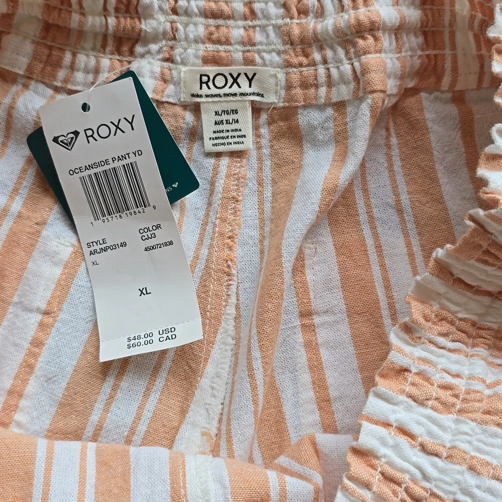 Roxy Oceanside YD Pants Camel Sandy Stripe- XL - Picture 4 of 7